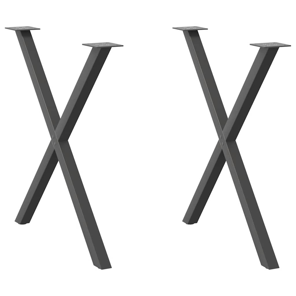 Spisebordben X-formet 2 stk antrasitt 80x(72-73) cm stål