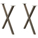 Spisebordben X-formet 2 stk naturstål 80 x (72-73) cm stål