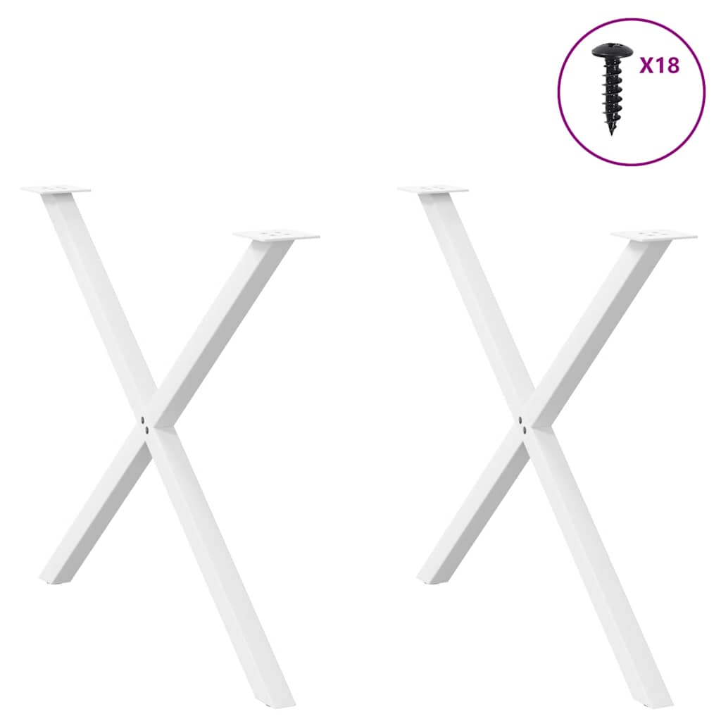 Spisebordben X-formet 2 stk hvit 90 x (72-73) cm stål