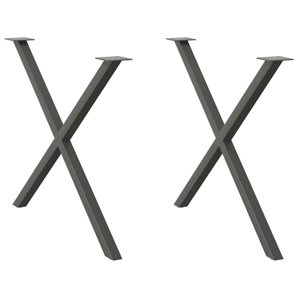 Spisebordben X-formet 2 stk antrasitt 90 x (72-73) cm stål