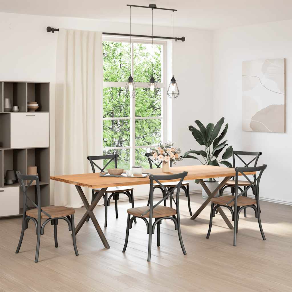 Spisebordben X-formet 2 stk naturstål 90 x (72-73) cm stål