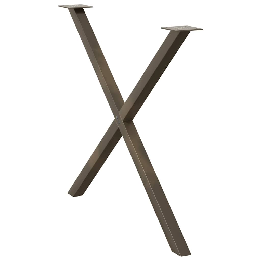 Spisebordben X-formet 2 stk naturstål 90 x (72-73) cm stål