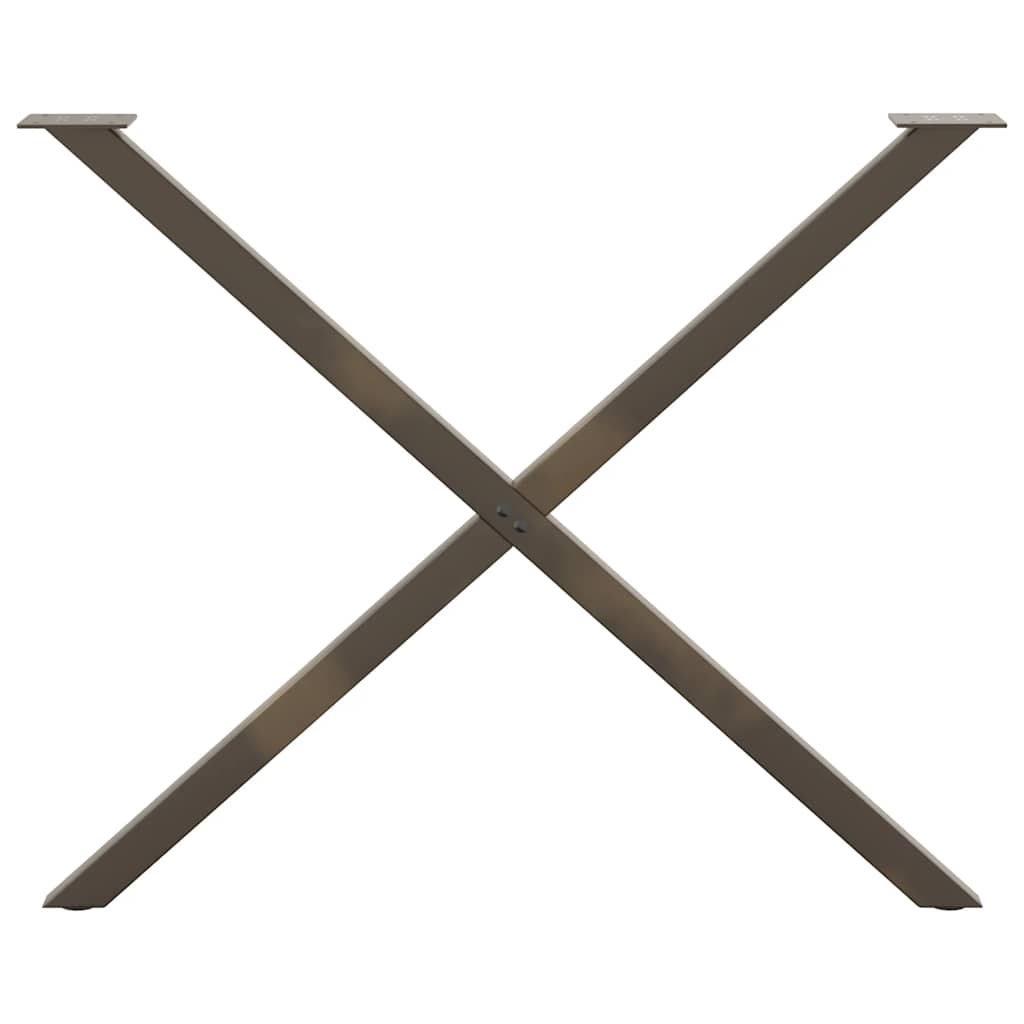 Spisebordben X-formet 2 stk naturstål 90 x (72-73) cm stål