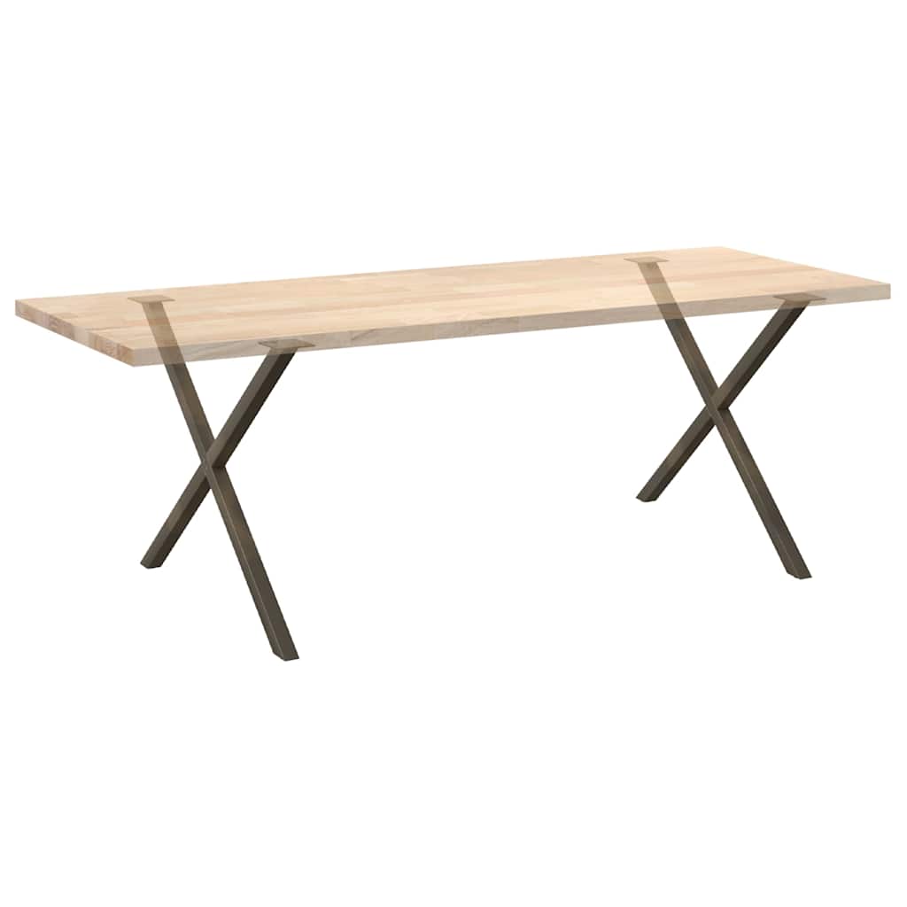 Spisebordben X-formet 2 stk naturstål 90 x (72-73) cm stål