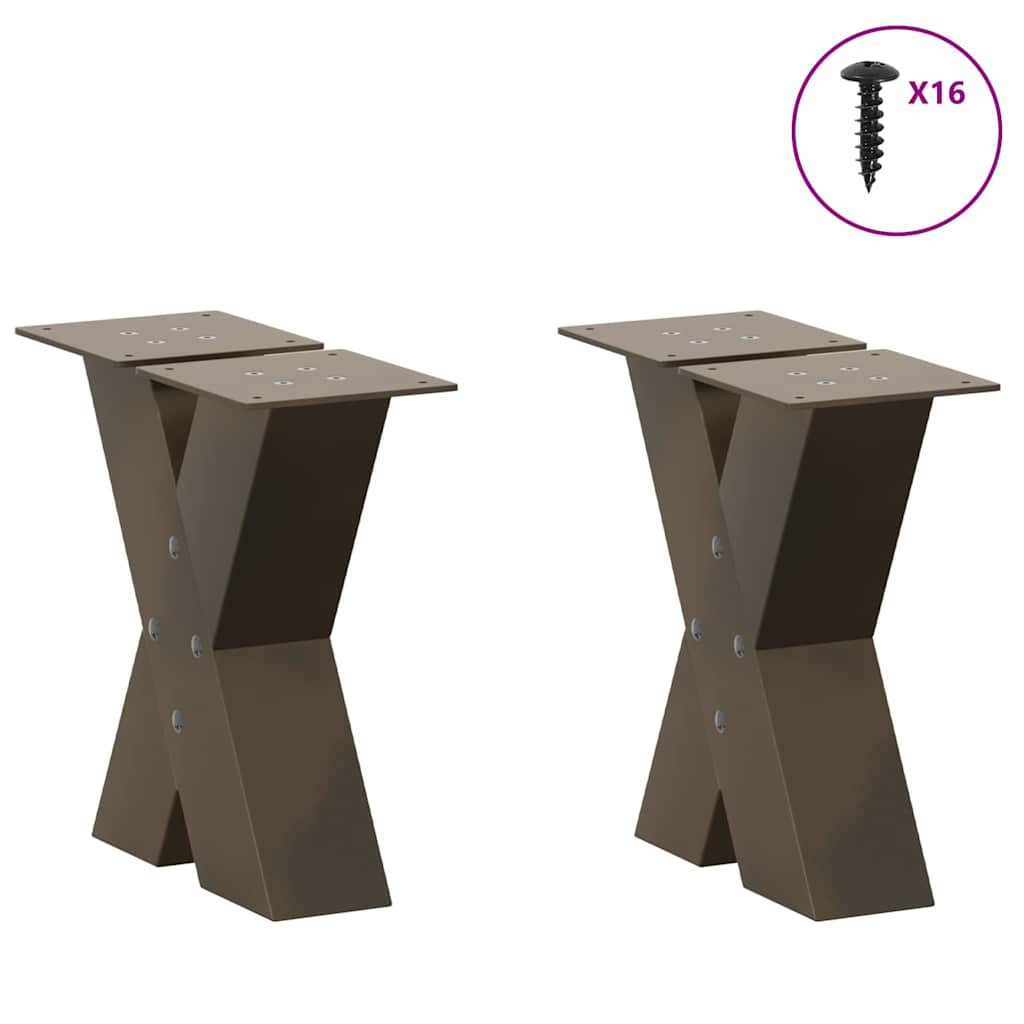 Salongbordben X-formet 2 stk naturstål 30x(30-31) cm stål