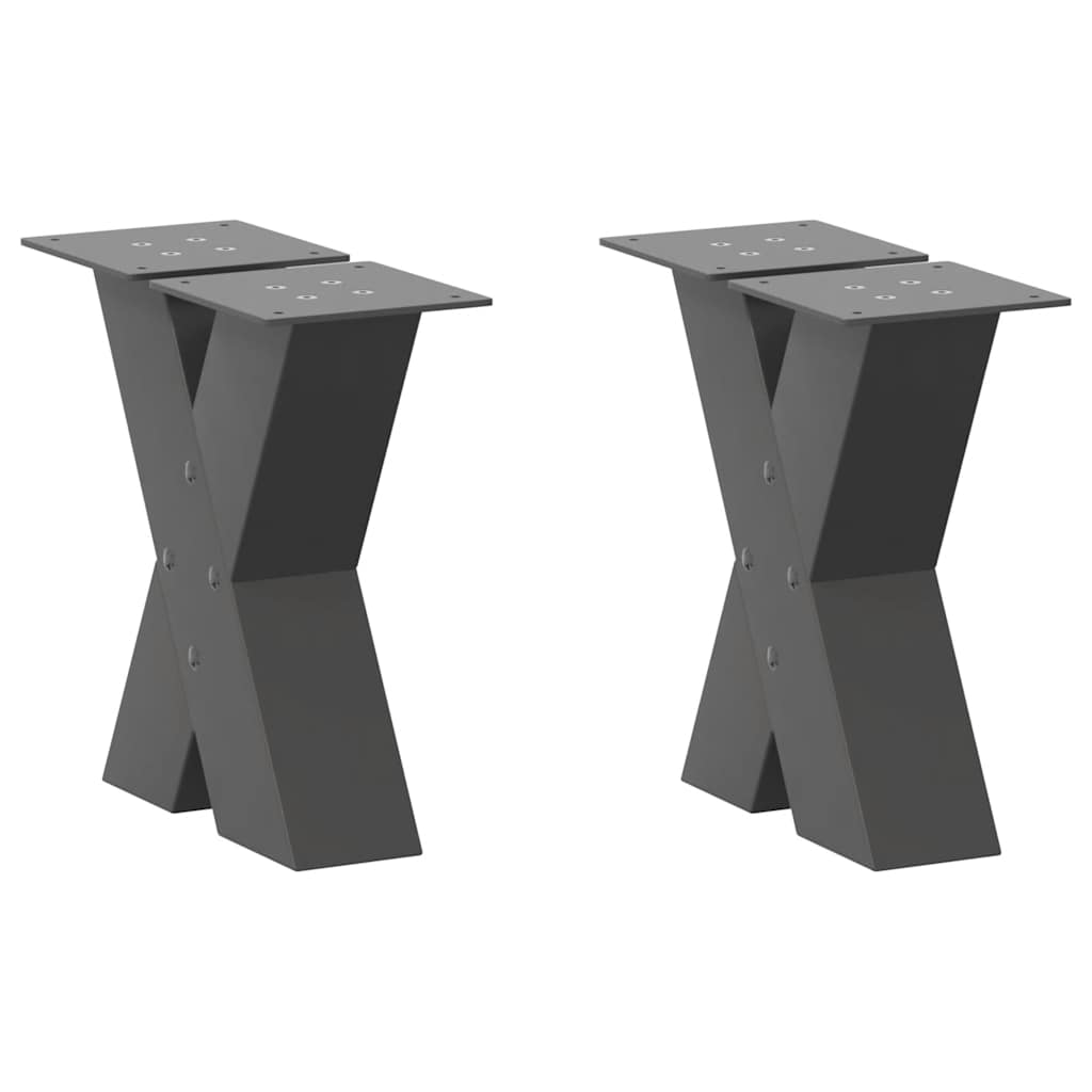 Salongbordben X-formet 2 stk antrasitt 40x(30-31) cm stål