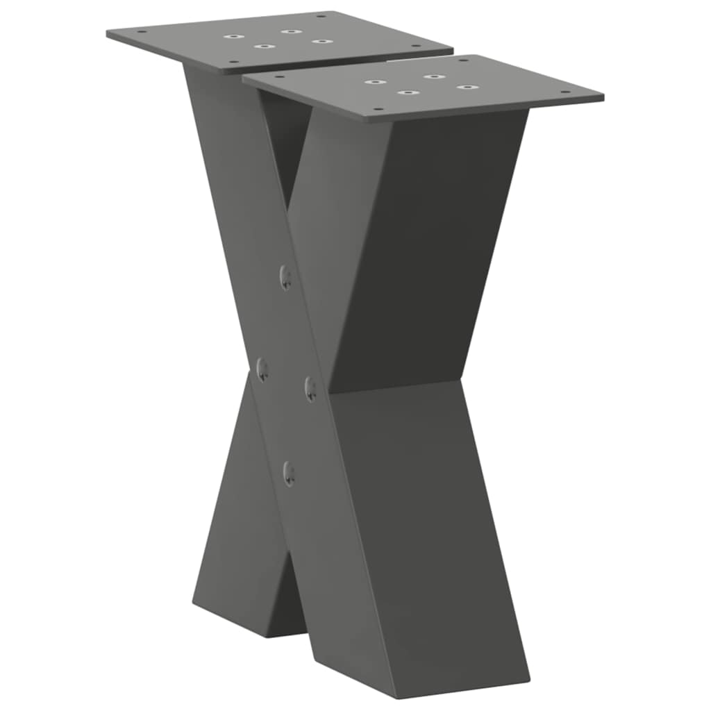 Salongbordben X-formet 2 stk antrasitt 40x(30-31) cm stål