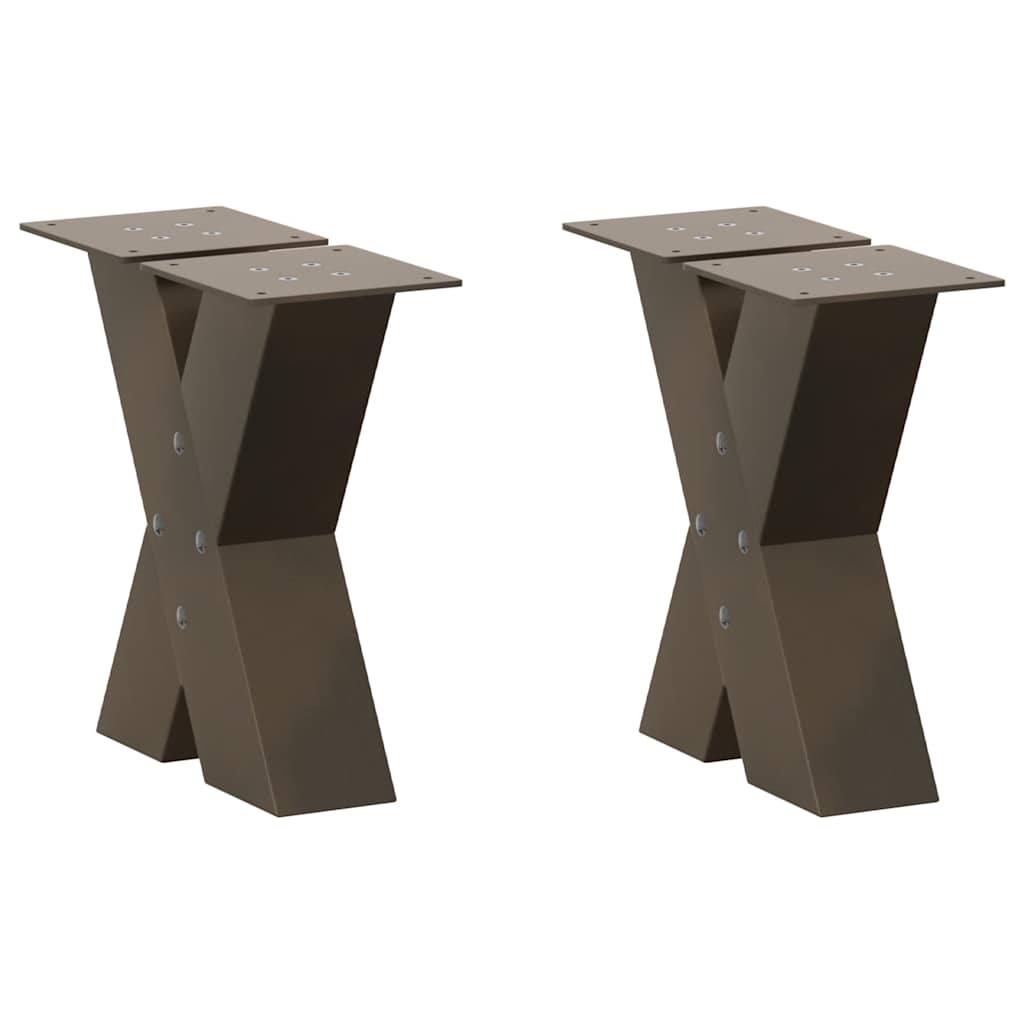 Salongbordben X-formet 2 stk naturstål 40x(30-31) cm stål