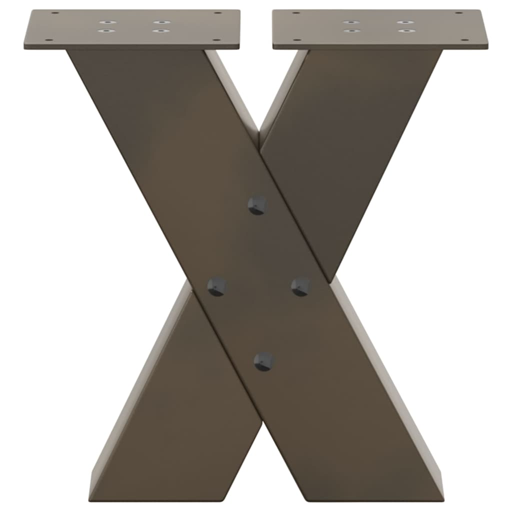 Salongbordben X-formet 2 stk naturstål 40x(30-31) cm stål