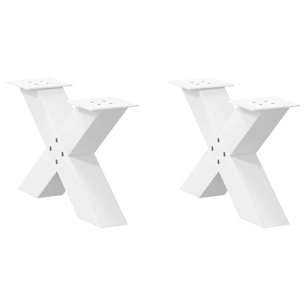 Salongbordben X-formet 2 stk hvit 50x(30-31) cm stål