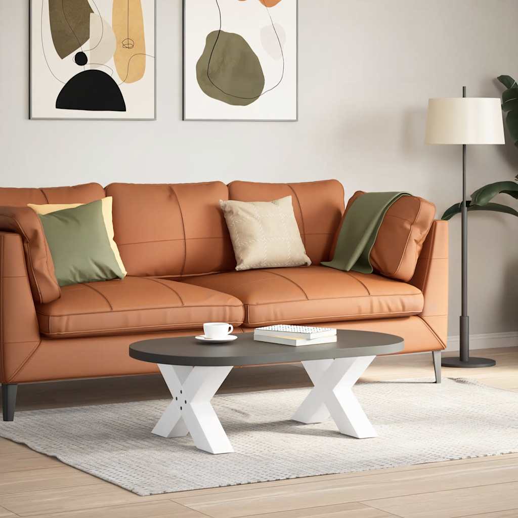 Salongbordben X-formet 2 stk hvit 50x(30-31) cm stål