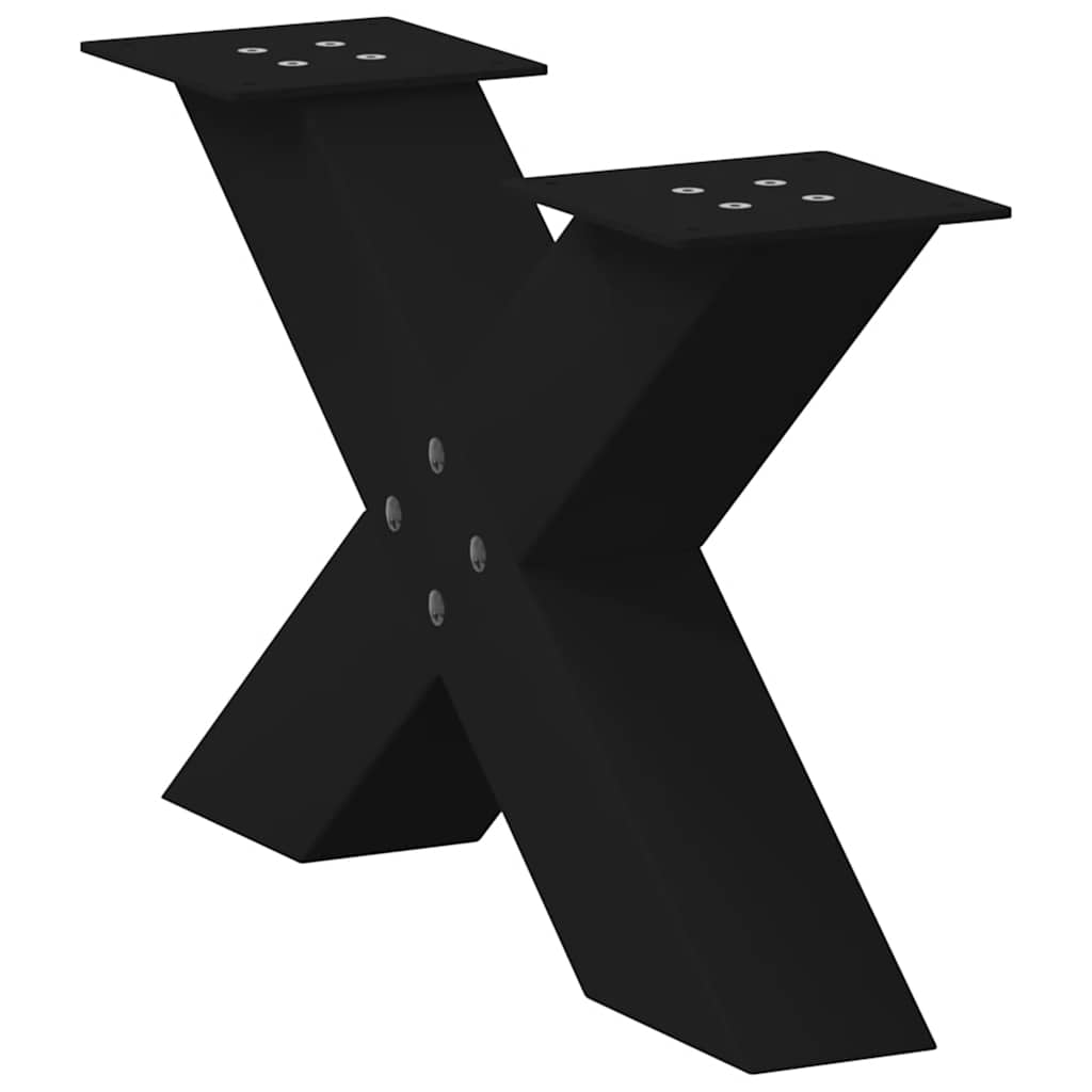 Salongbordben X-formet 2 stk svart 60 x (30-31) cm stål