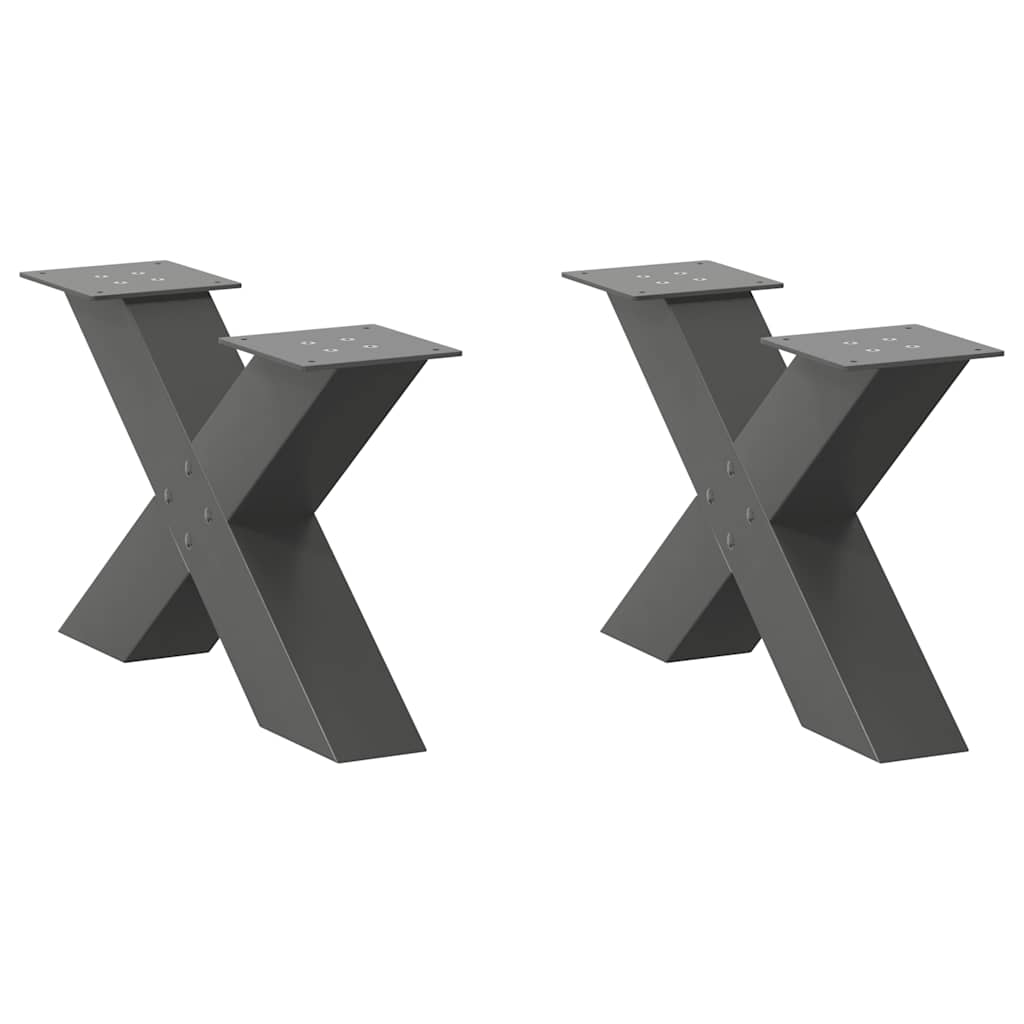 Salongbordben X-formet 2 stk antrasitt 60x(30-31) cm stål