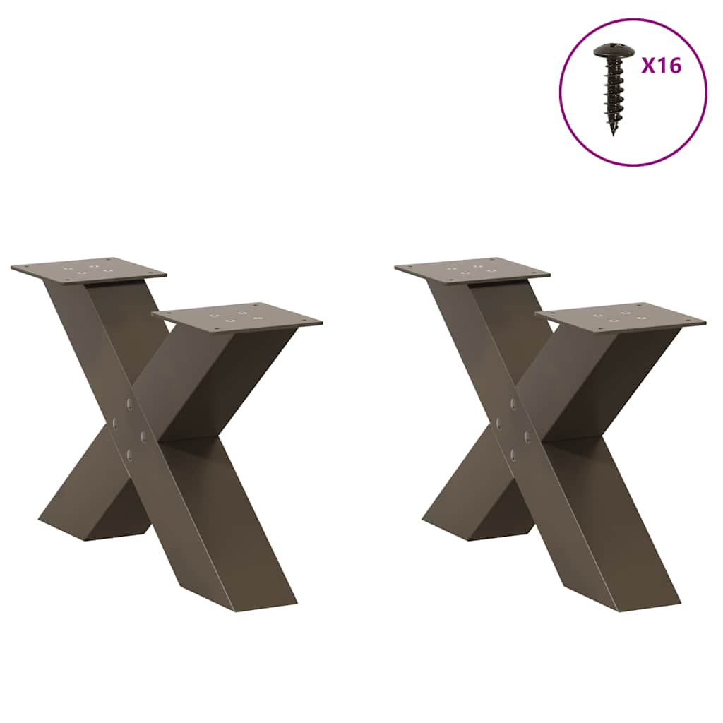 Salongbordben X-formet 2 stk naturstål 60 x (30-31) cm stål