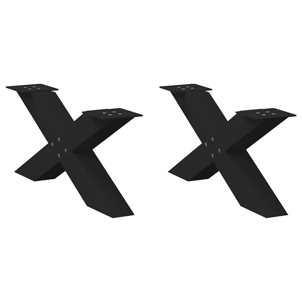 Salongbordben X-formet 2 stk svart 70 x (30-31) cm stål