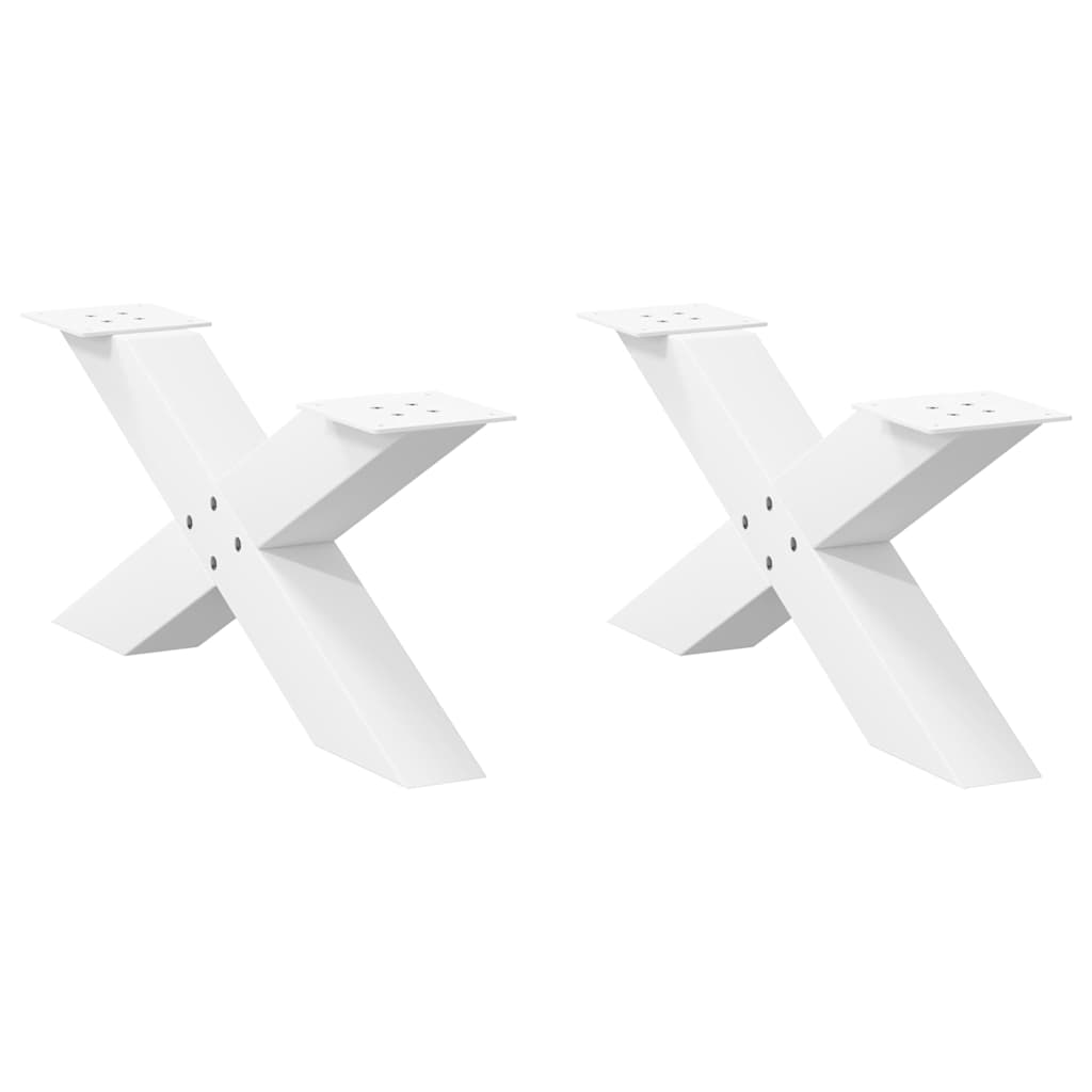 Salongbordben X-formet 2 stk hvit 70 x (30-31) cm stål