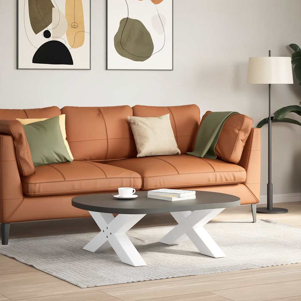 Salongbordben X-formet 2 stk hvit 70 x (30-31) cm stål