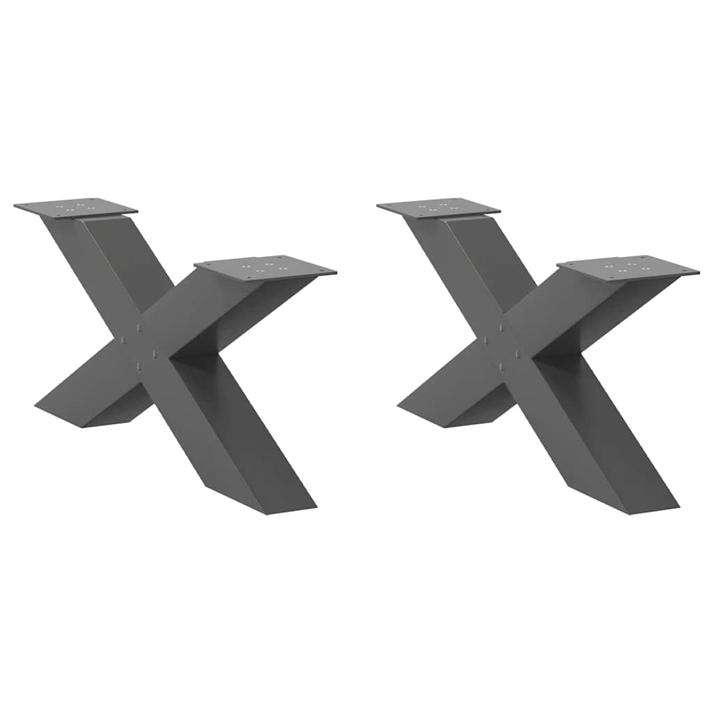 Salongbordben X-formet 2 stk antrasitt 70 x (30-31) cm stål