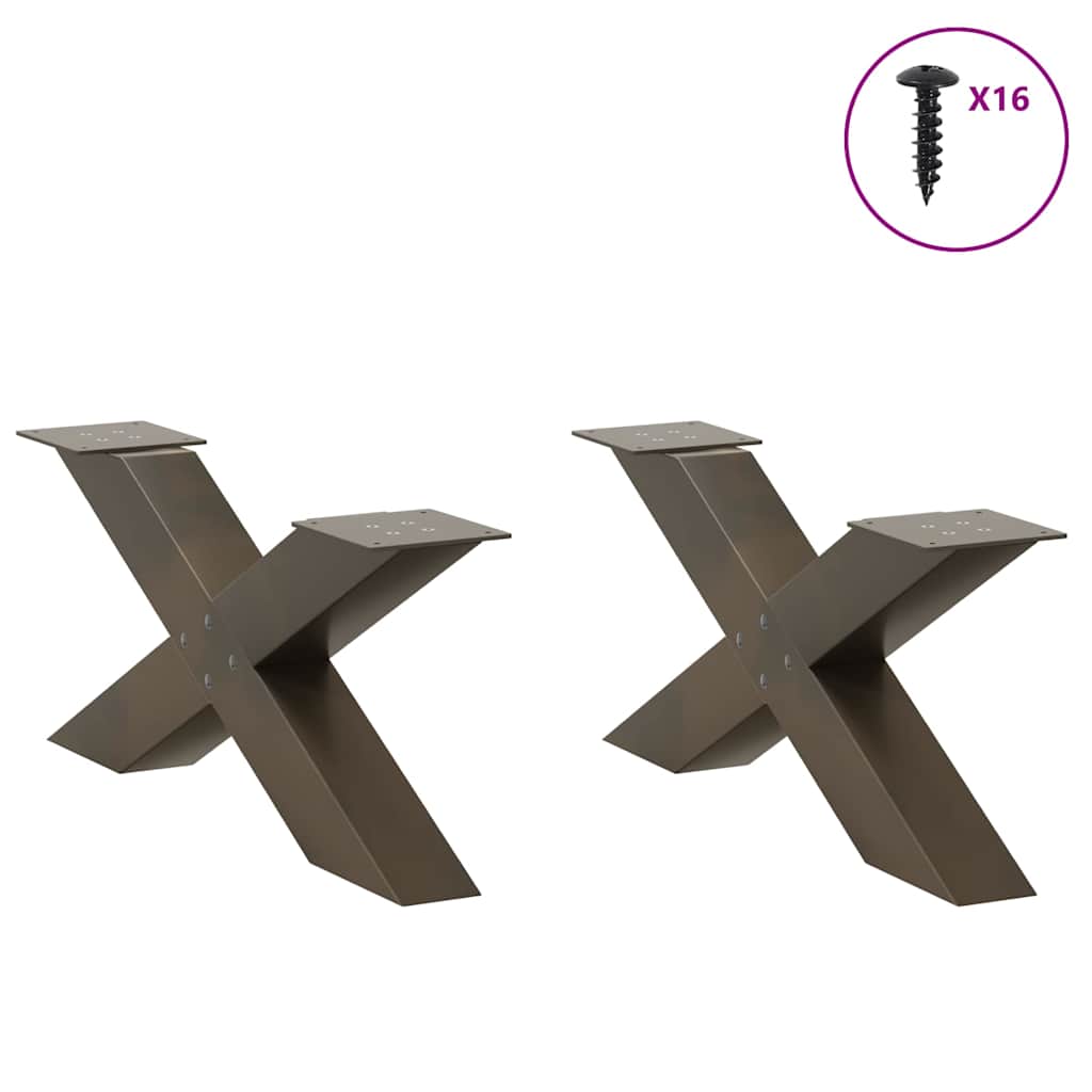 Salongbordben X-formet 2 stk naturstål 70 x (30-31) cm stål