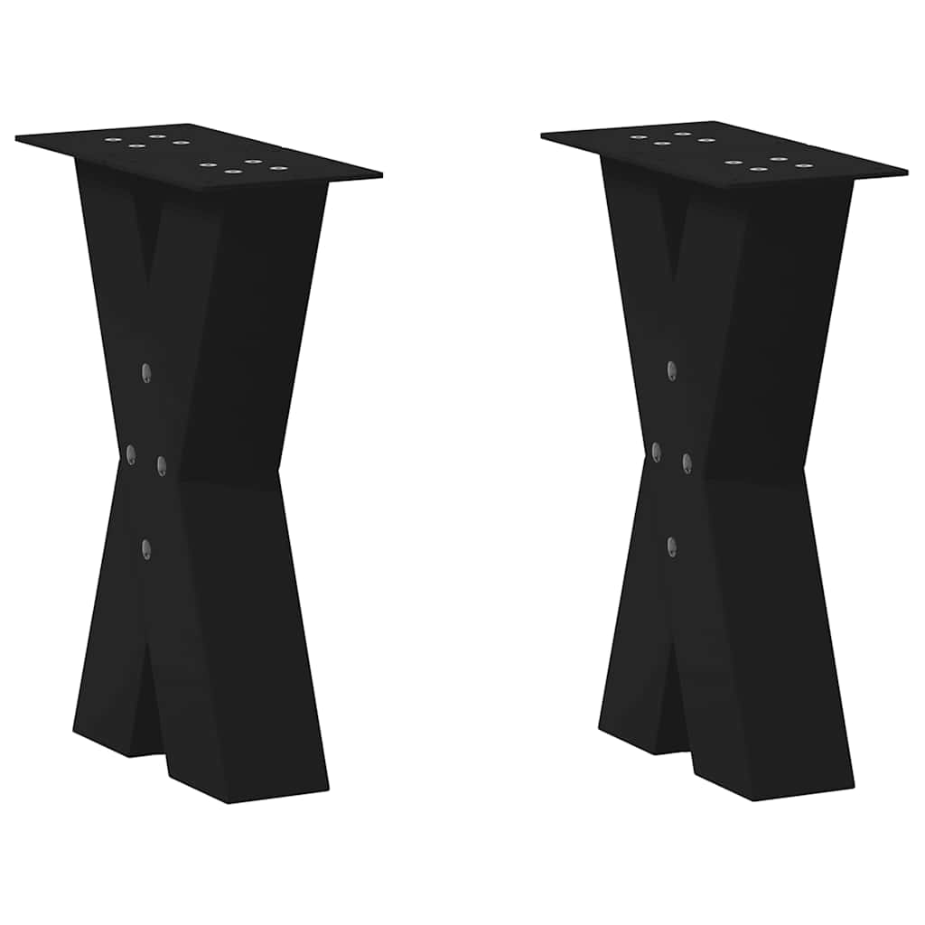 Salongbordben X-formet 2 stk svart 28 x (42-43) cm stål