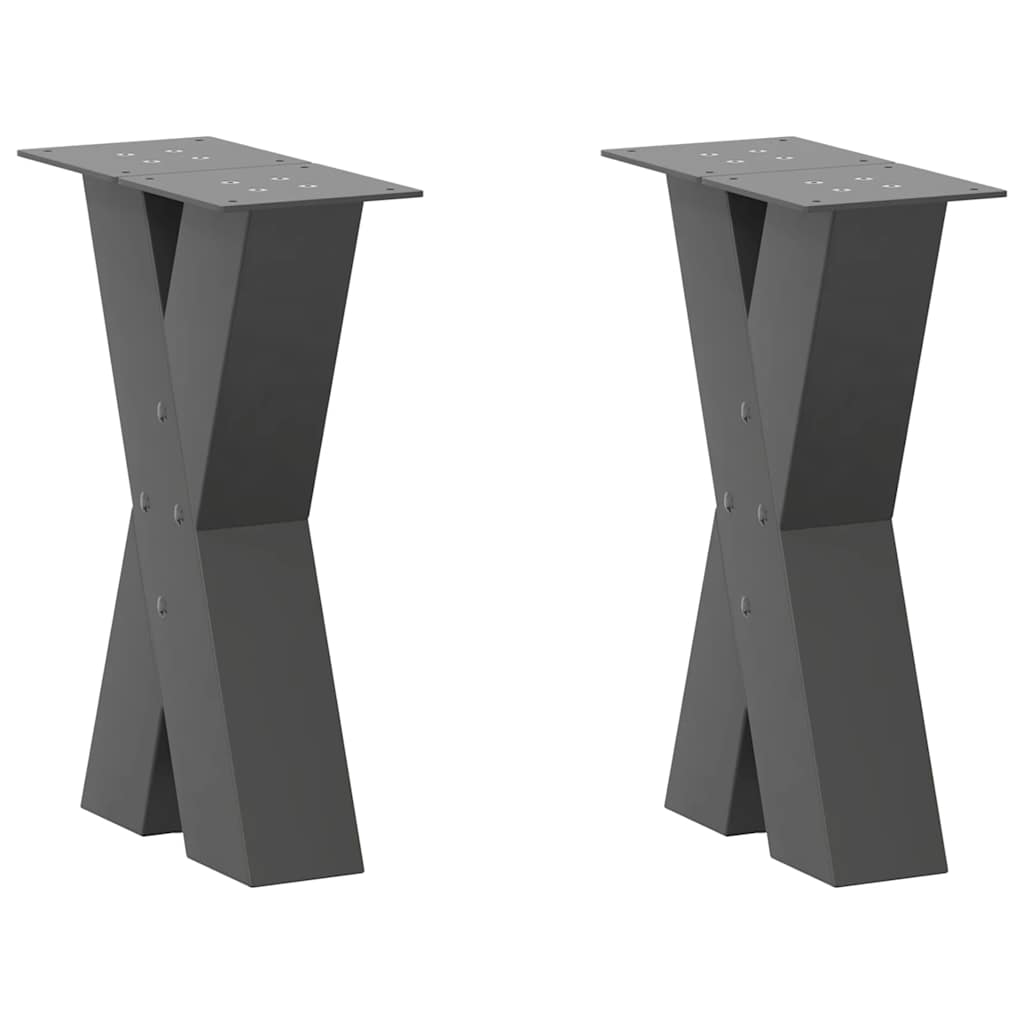 Salongbordben X-formet 2 stk antrasitt 28 x (42-43) cm stål