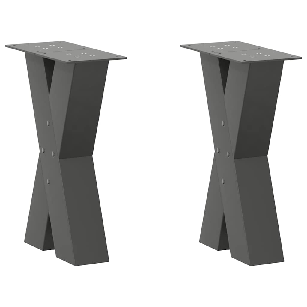 Salongbordben X-formet 2 stk antrasitt 38 x (42-43) cm stål