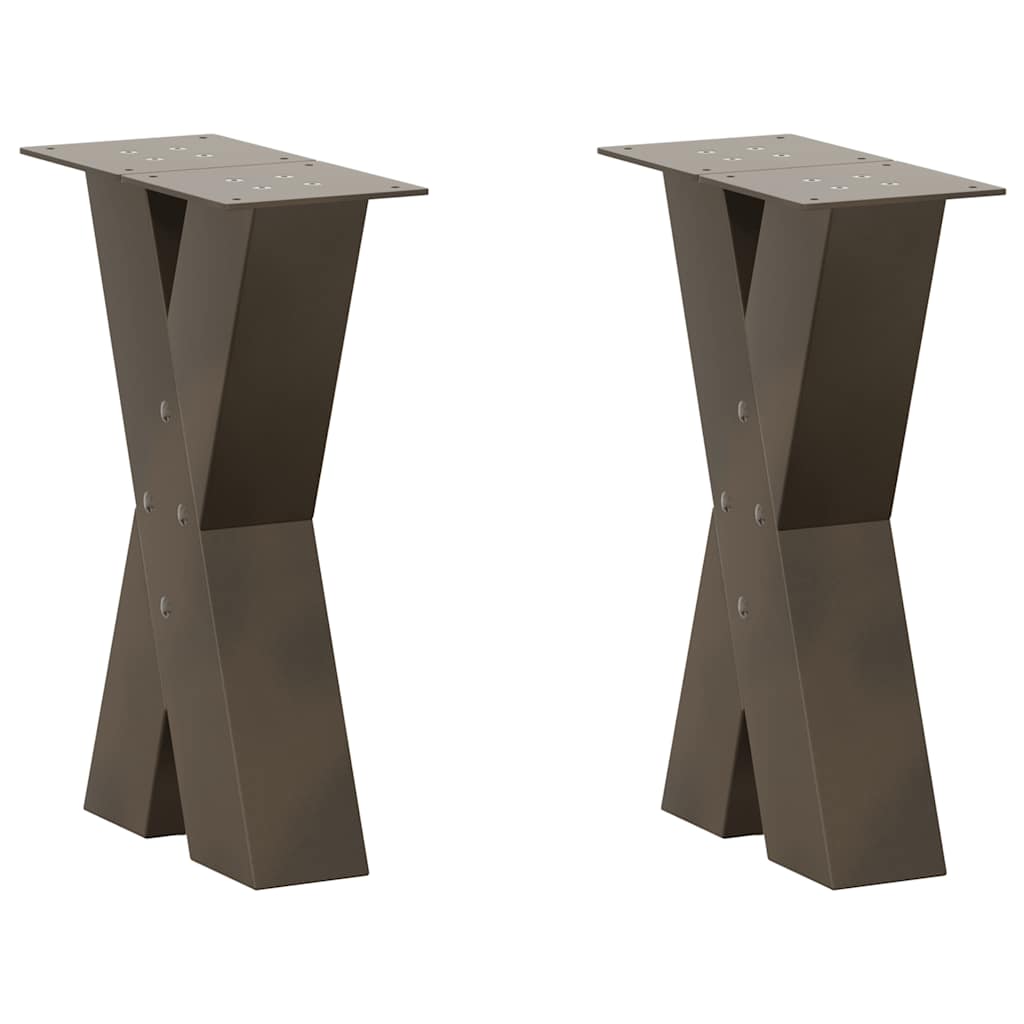Salongbordben X-formet 2 stk naturstål 38 x (42-43) cm stål