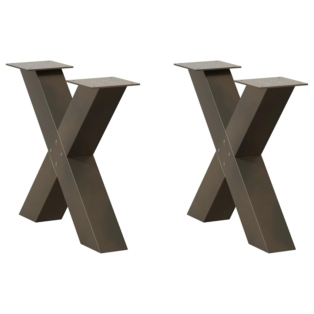 Salongbordben X-formet 2 stk naturstål 50x(42-43) cm stål