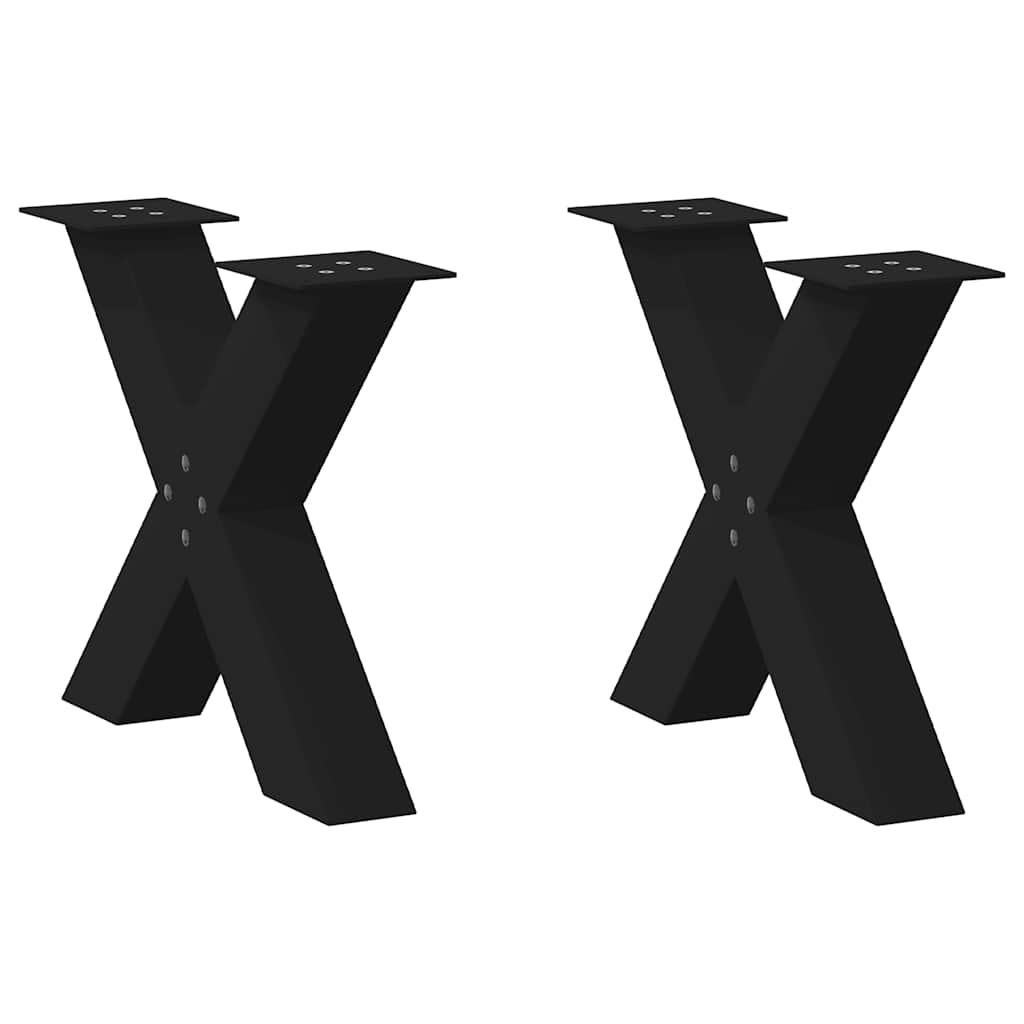 Salongbordben X-formet 2 stk svart 60 x (42-43) cm stål