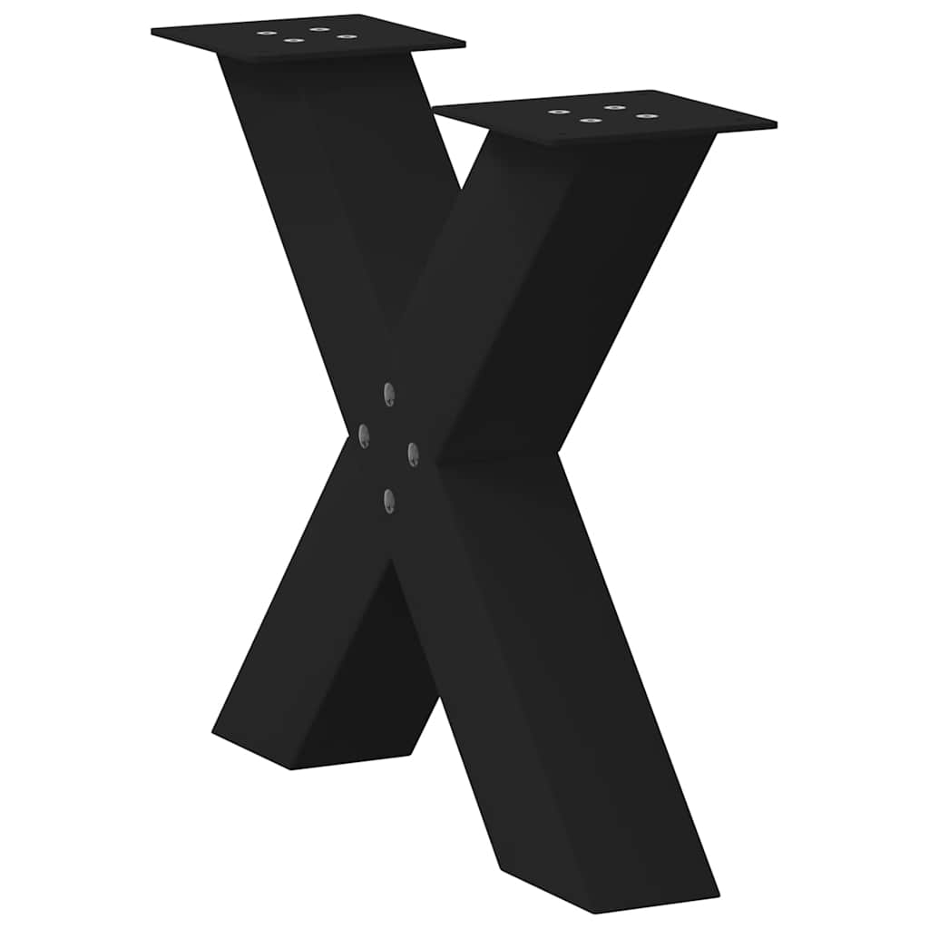 Salongbordben X-formet 2 stk svart 60 x (42-43) cm stål
