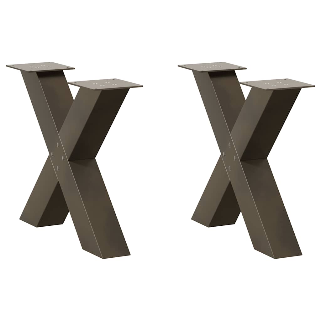 Salongbordben X-formet 2 stk naturstål 60 x (42-43) cm stål
