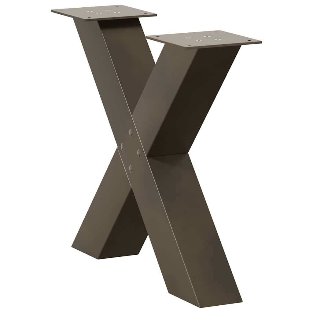 Salongbordben X-formet 2 stk naturstål 60 x (42-43) cm stål