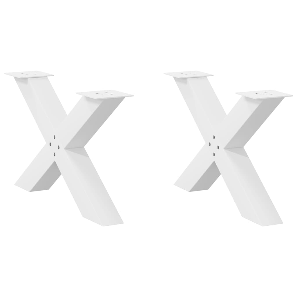 Salongbordben X-formet 2 stk hvit 70 x (42-43) cm stål