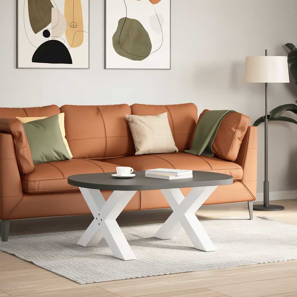 Salongbordben X-formet 2 stk hvit 70 x (42-43) cm stål