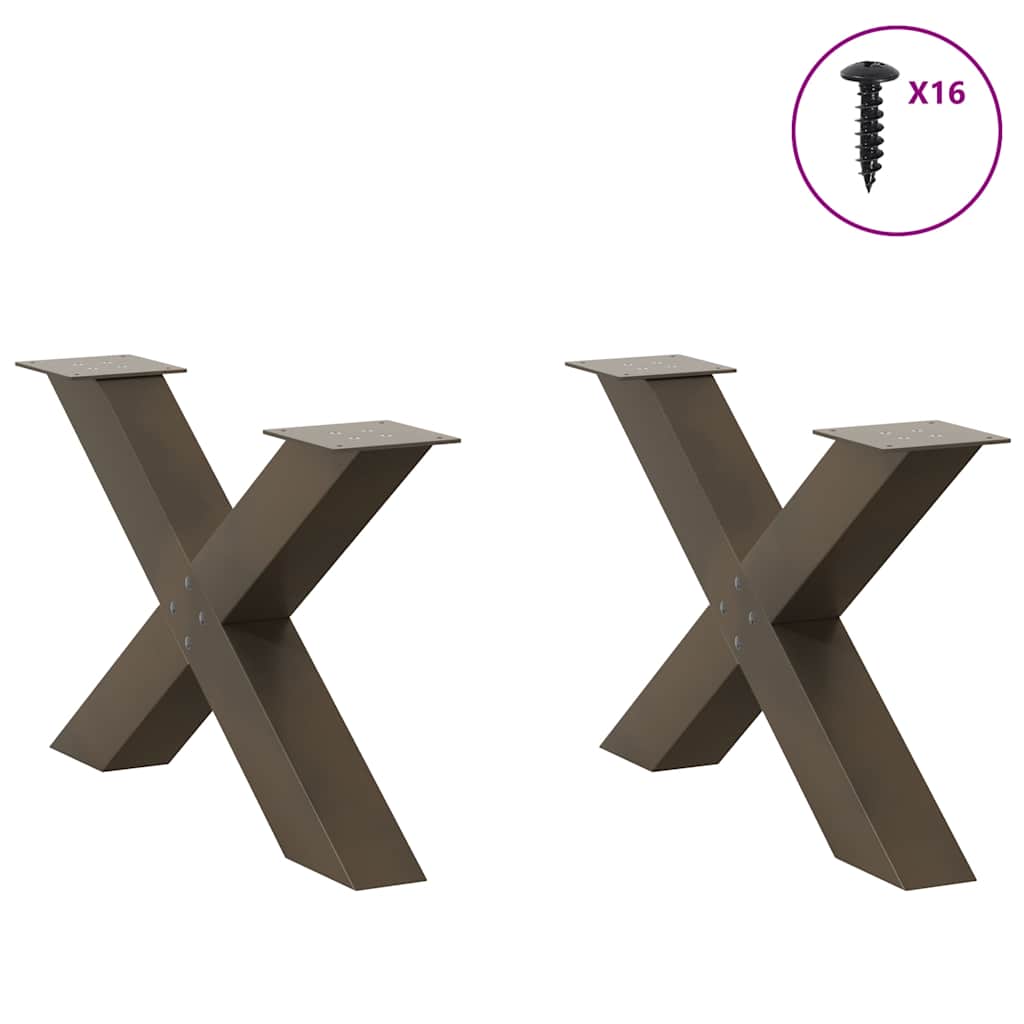 Salongbordben X-formet 2 stk naturstål 70 x (42-43) cm stål