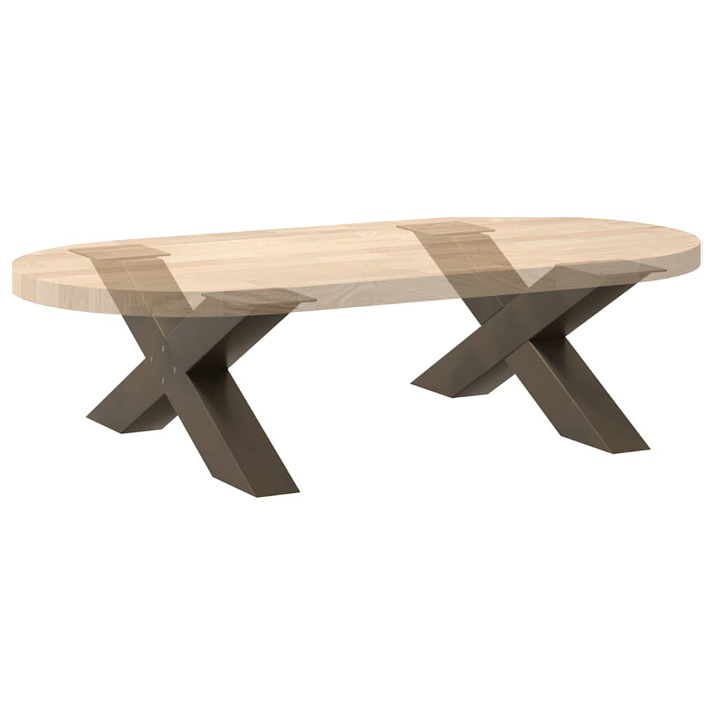 Salongbordben X-formet 2 stk naturstål 70 x (42-43) cm stål