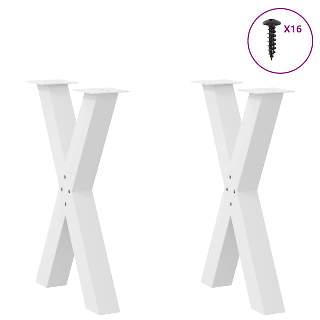Spisebordben X-formet 2 stk hvit 50x(72-73) cm stål