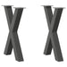 Spisebordben X-formet 2 stk antrasitt 50x(72-73) cm stål