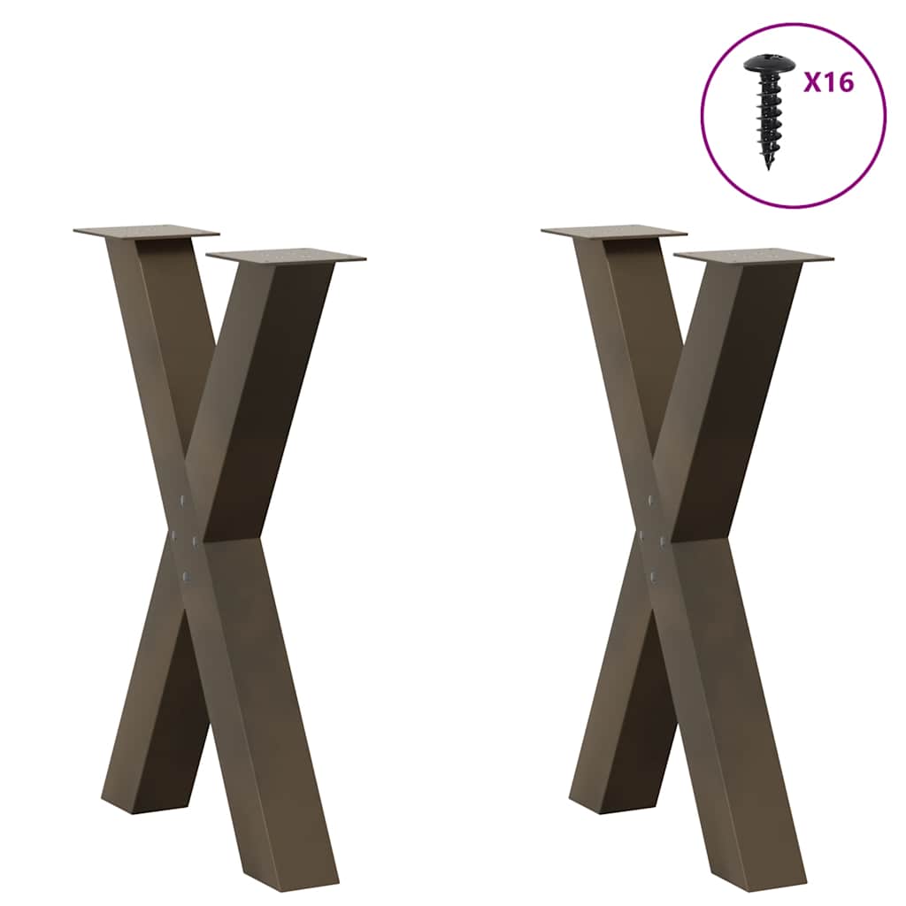 Spisebordben X-formet 2 stk naturstål 50x(72-73) cm stål vidaXL