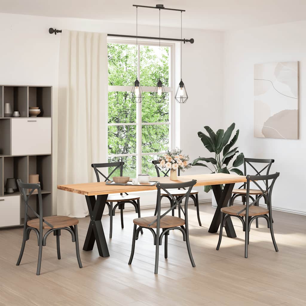 Spisebordben X-formet 2 stk svart 60 x (72-73) cm stål
