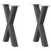 Spisebordben X-formet 2 stk antrasitt 60 x (72-73) cm stål