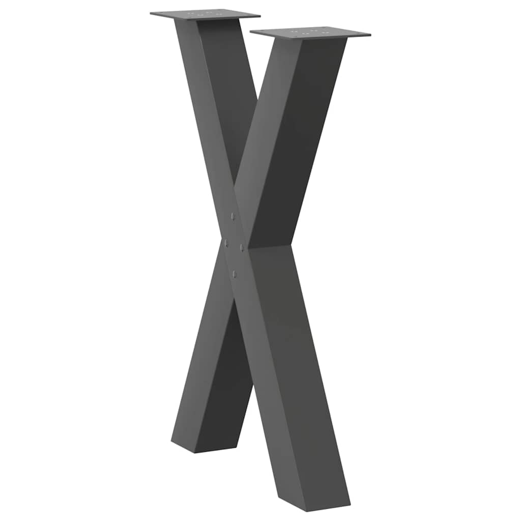 Spisebordben X-formet 2 stk antrasitt 60 x (72-73) cm stål