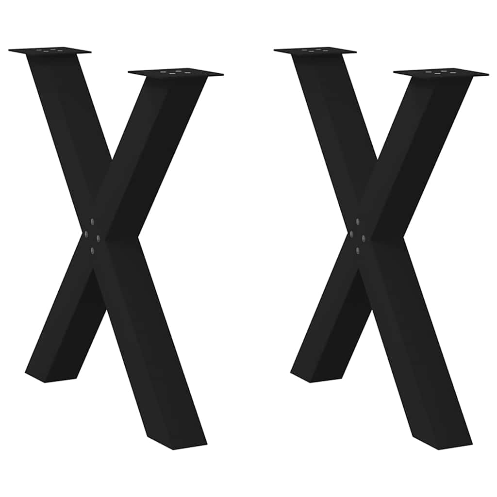 Spisebordben X-formet 2 stk svart 70 x (72-73) cm stål