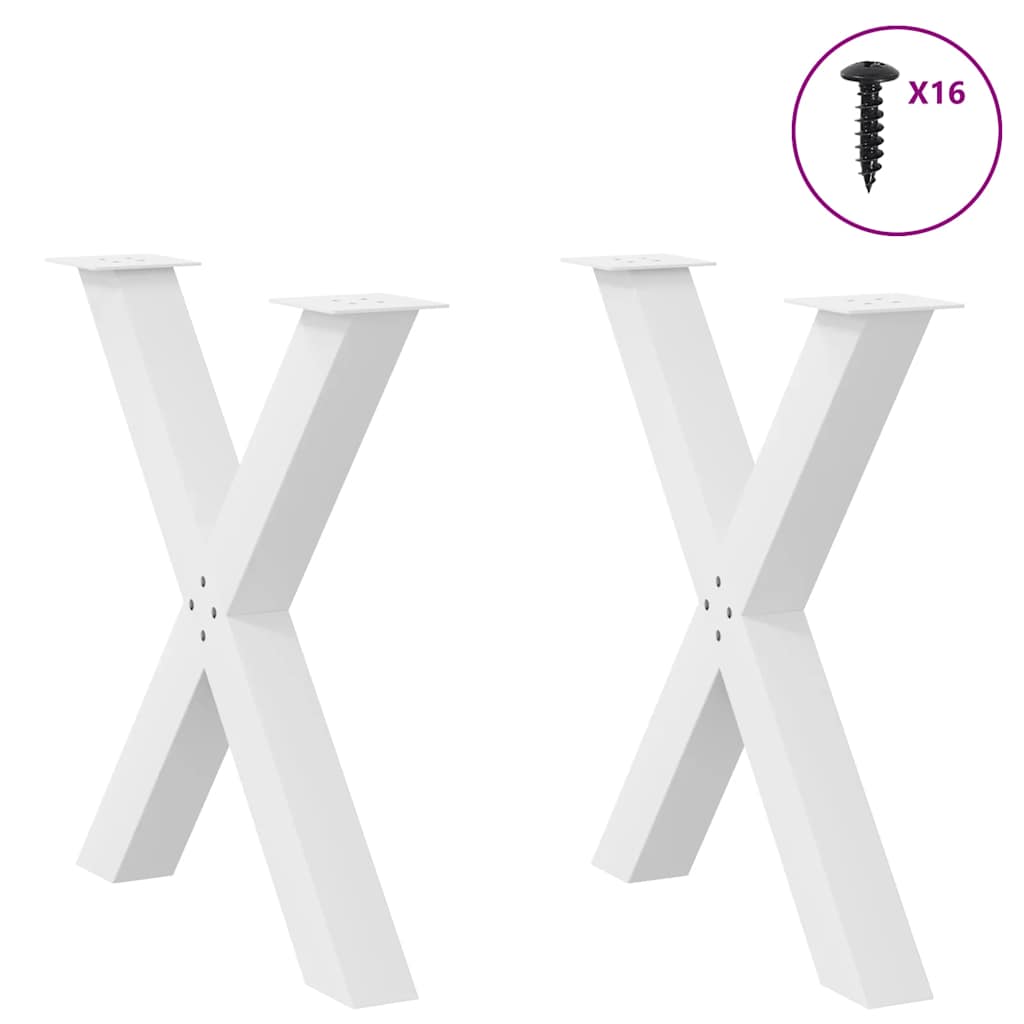 Spisebordben X-formet 2 stk hvit 70 x (72-73) cm stål