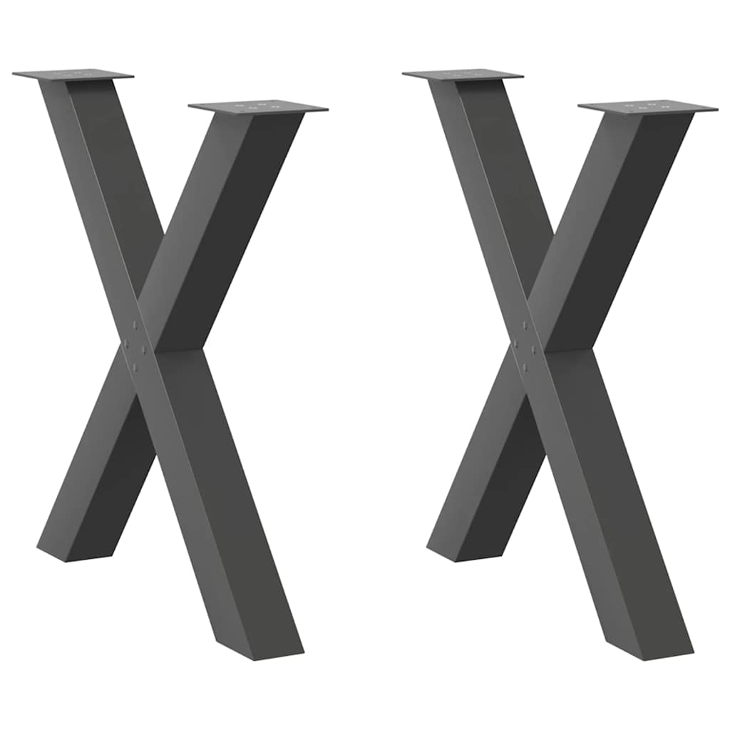 Spisebordben X-formet 2 stk antrasitt 70 x (72-73) cm stål