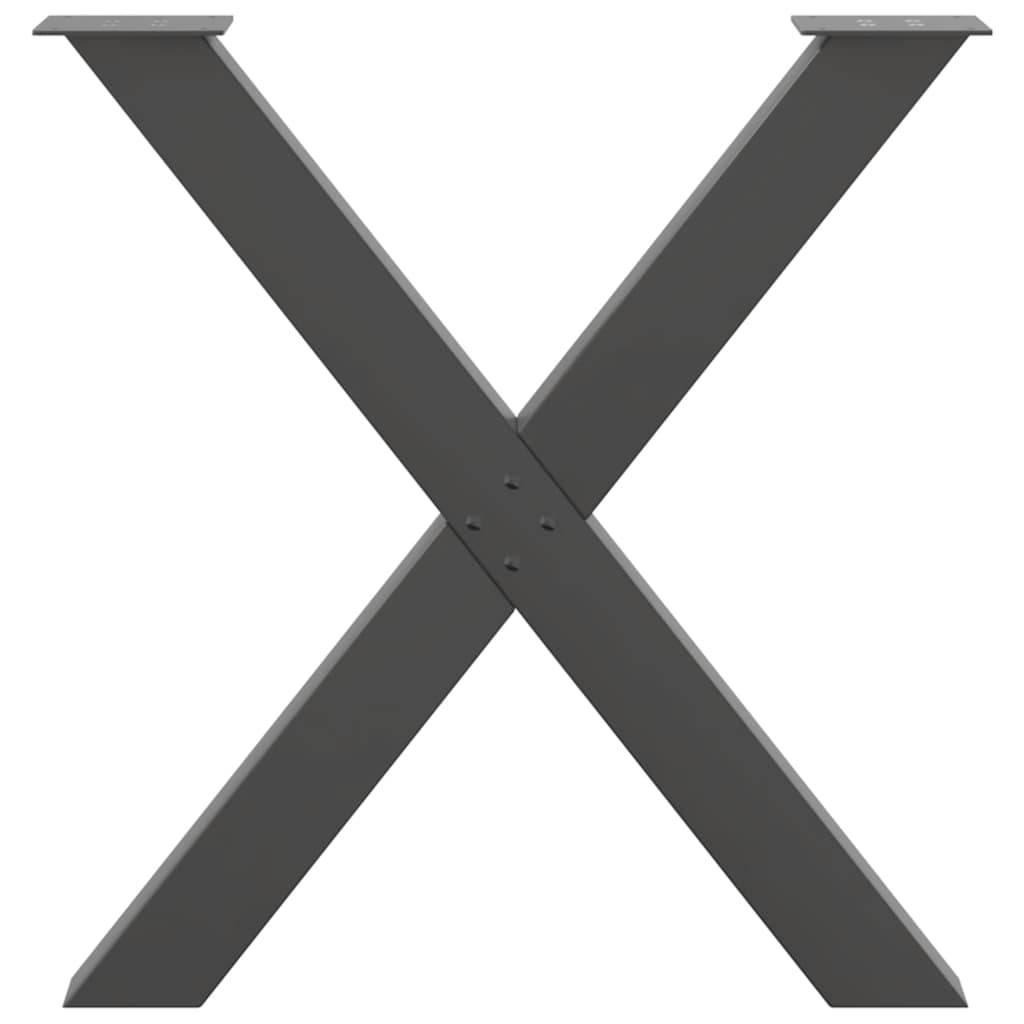 Spisebordben X-formet 2 stk antrasitt 70 x (72-73) cm stål