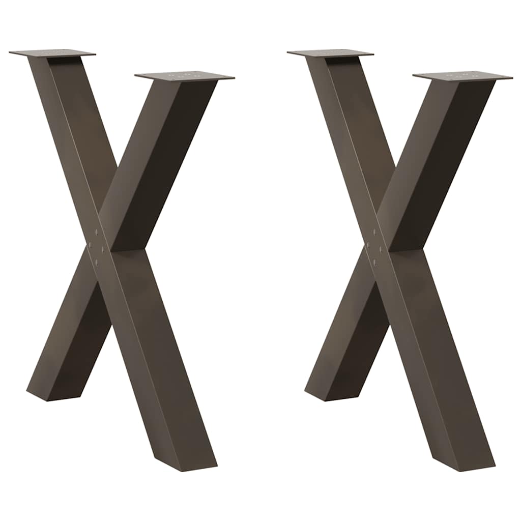 Spisebordben X-formet 2 stk naturstål 70 x (72-73) cm stål