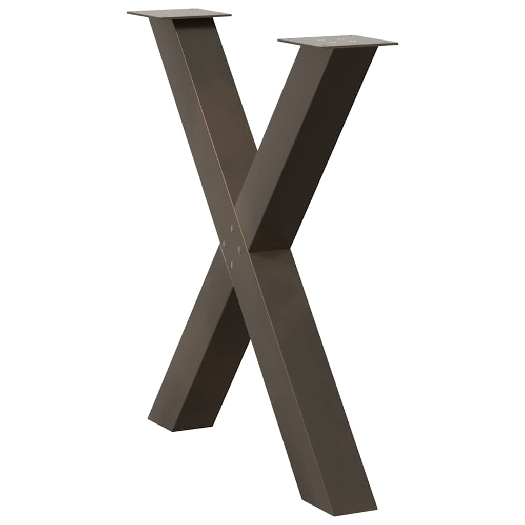 Spisebordben X-formet 2 stk naturstål 70 x (72-73) cm stål