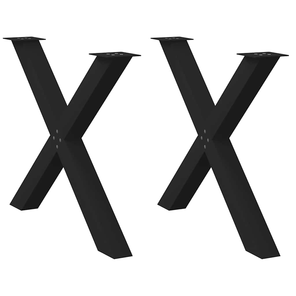 Spisebordben X-formet 2 stk svart 90 x (72-73) cm stål