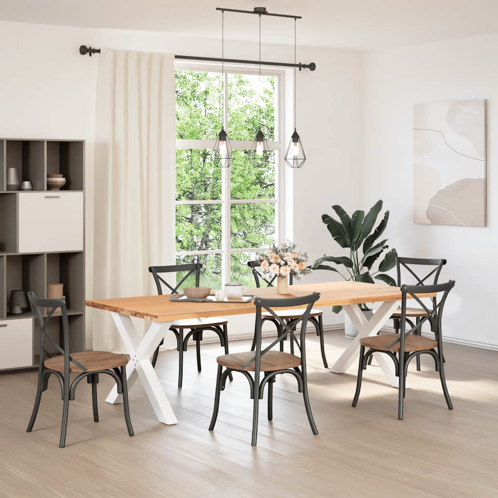 Spisebordben X-formet 2 stk hvit 90 x (72-73) cm stål